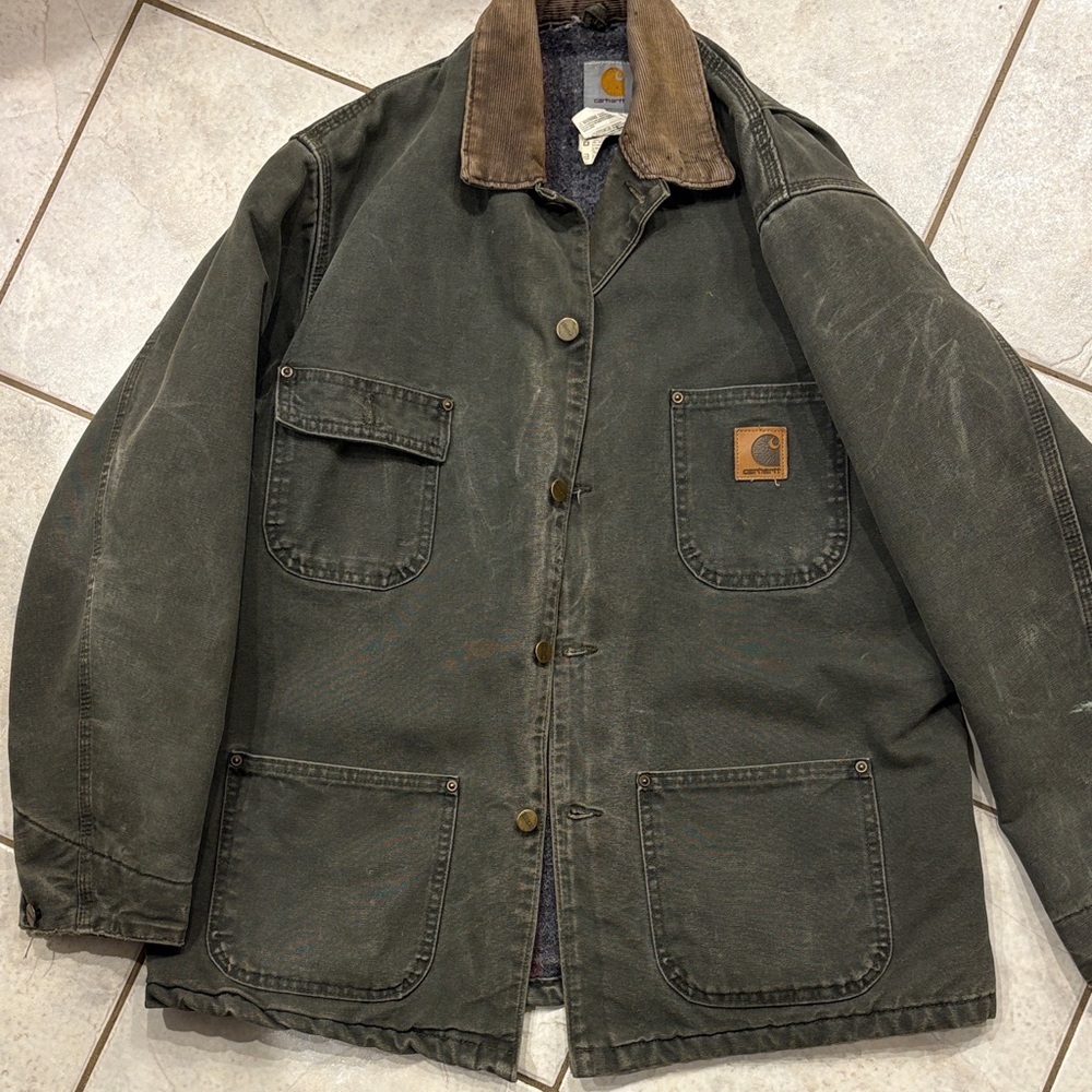 Carhartt Olive Field Jacket with Brown Collar barn Jacket